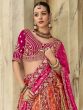 Pink And Orange Floral Embroidered Lehenga Choli