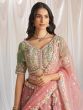 Pink And Green Bridesmaid Lehenga Choli In Silk