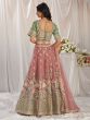 Pink And Green Bridesmaid Lehenga Choli In Silk