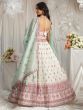 White Mirror Augmented Lehenga Set In Organza