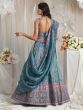 Blue Organza Lehenga Choli In Sequins Work