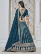 Teal Blue Sequins Work Party Lehenga Set