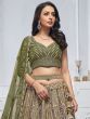 Olive Green Heavy Zari Work Net Lehenga Set