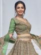 Green Wedding Net Lehenga Set In Sequins Work