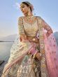 Cream Traditional Lehenga Set With Double Dupatta