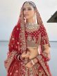 Red Bridal Lehenga Choli Set In Floral Embroidery