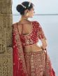 Red Bridal Lehenga Choli Set In Floral Embroidery