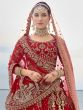 Ruby Red Silk Bridal Lehenga Choli Set In Silk