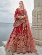 Ruby Red Silk Bridal Lehenga Choli Set In Silk