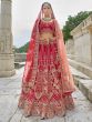 Cherry Red Heavy Zari Augmented Silk Lehenga Choli