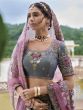 Purple Floral Embellished Silk Lehenga Choli