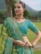 Turquoise Embroidered Designer Lehenga Choli In Silk