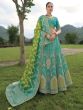 Turquoise Embroidered Designer Lehenga Choli In Silk