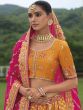 Orange And Pink Heavy Embroidered Lehenga Choli