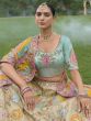 Multicolor Silk Lehenga Set In Floral Embellishment