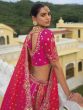 Orange And Pink Zari Enhanced Lehenga Set In Silk