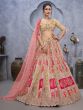 Pink And Beige Traditional Wear Silk Lehenga Set