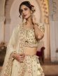 Ivory Cream Mirror Work Lehenga Set In Tissue Silk