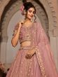 Dusty Pink Stone Augmented Lehenga Choli In Silk