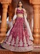 Red Sequins Work Enhanced Lehenga Set In Silk