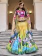 Yellow Art Silk Festive Lehenga Set In Hand Work