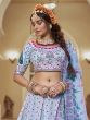 Misty Blue Traditional Lehenga Choli In Print