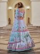 Misty Blue Traditional Lehenga Choli In Print