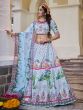 Misty Blue Traditional Lehenga Choli In Print