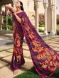 Purple Georgette Saree With Geometric Prints