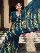 Blue Georgette Saree With Geometric Prints