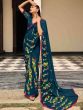 Blue Georgette Saree With Geometric Prints