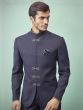Men's Designer Jodhpuri Suit Grey,Blue Colour.