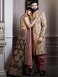 Golden Colour Jacquard Fabric Indian Wedding  Attire For Groom.