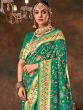 Green Party Wear Silk Saree In Zari Weaving