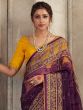 Purple Weaving Pattern Saree In Brasso With Blouse