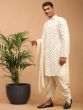 Off White Mirror Embroidered Sherwani For Men