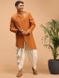 Yellow Embroidered Asymmetric Sherwani With Dhoti