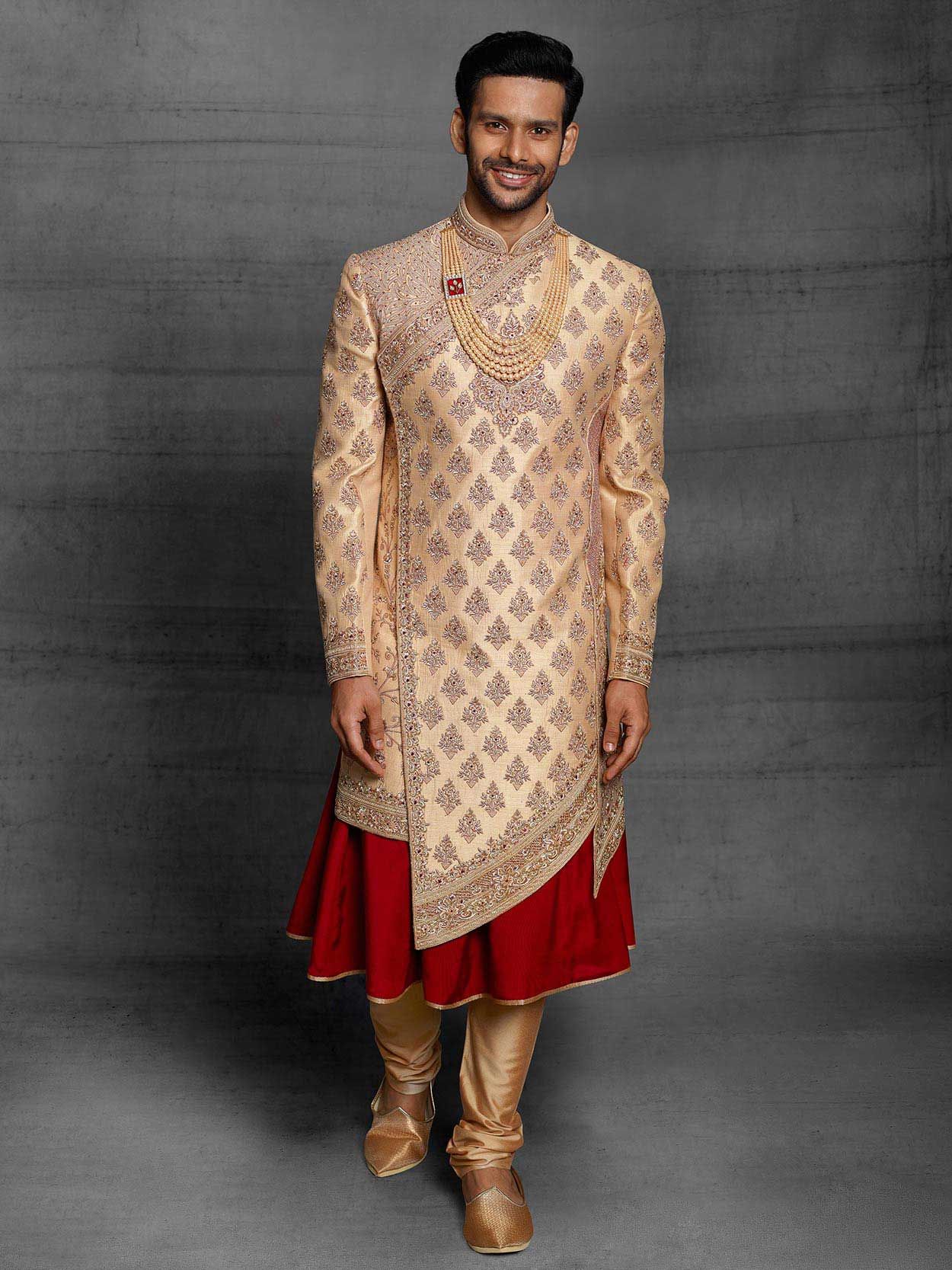 Maroon sherwani sales for wedding