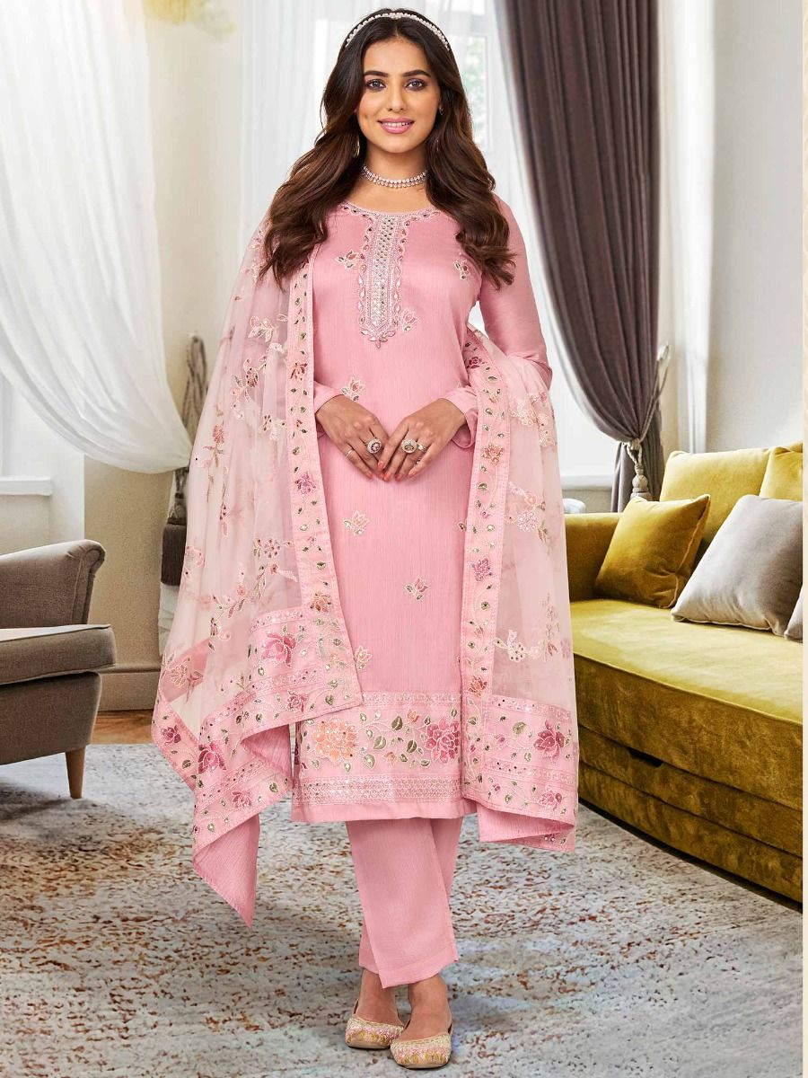 pink embroidered salwar kameez