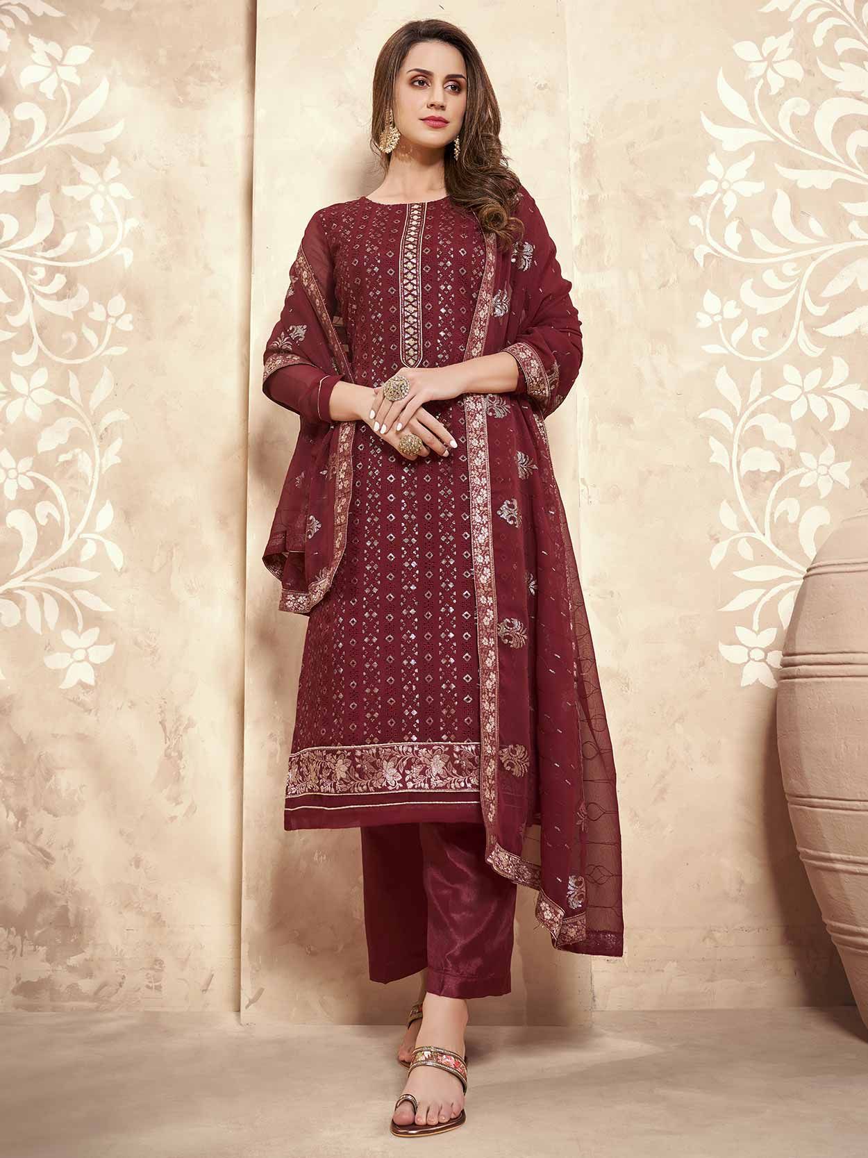 COFFEE AND MAROON COLOR BRIDAL DRESS – SBR506 – Exclusive Online Boutique