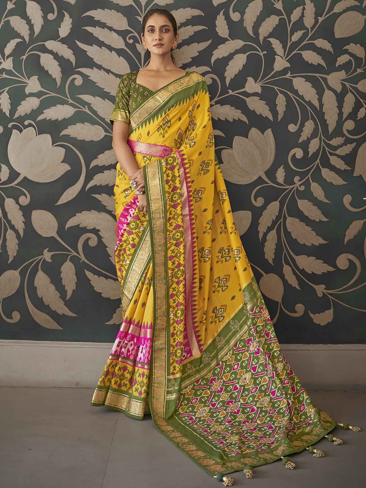 Yellow Colour Patola Silk Fabric Designer Saree.