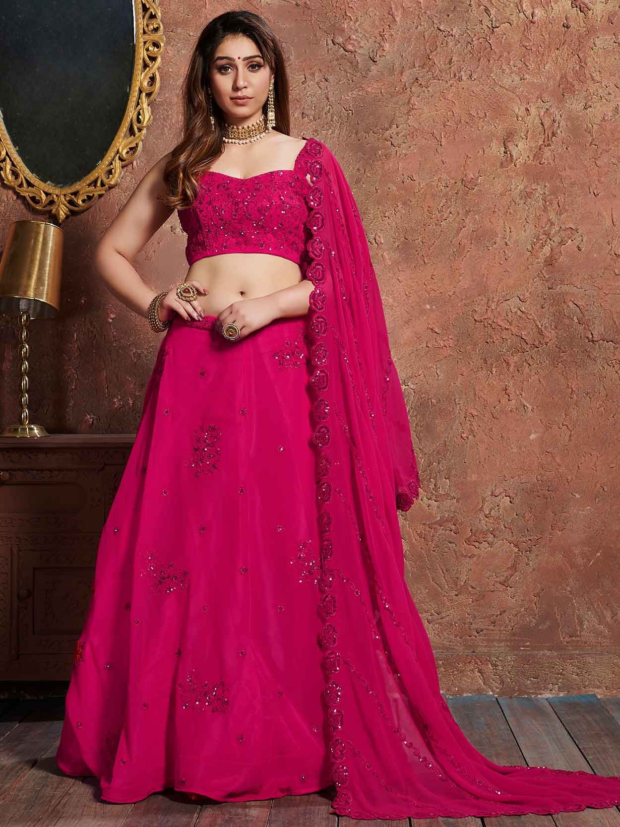 Designer Indian Pink Bridesmaid Bridal Wedding Lehengas for Women -  sethnik.com