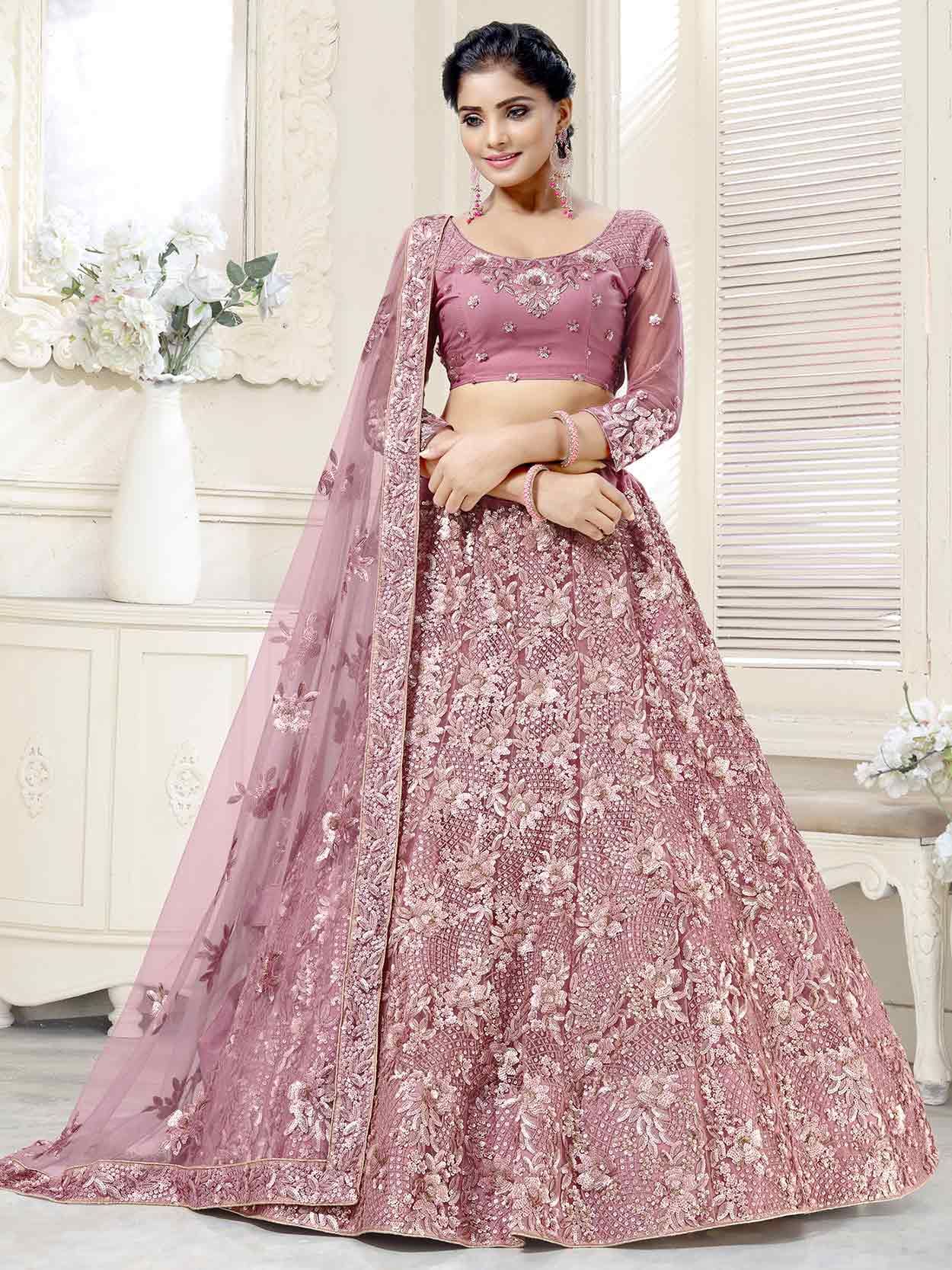 Buy Designer Bridal Lehenga - Red Embroidered Pure Net Lehenga Choli –  Empress Clothing