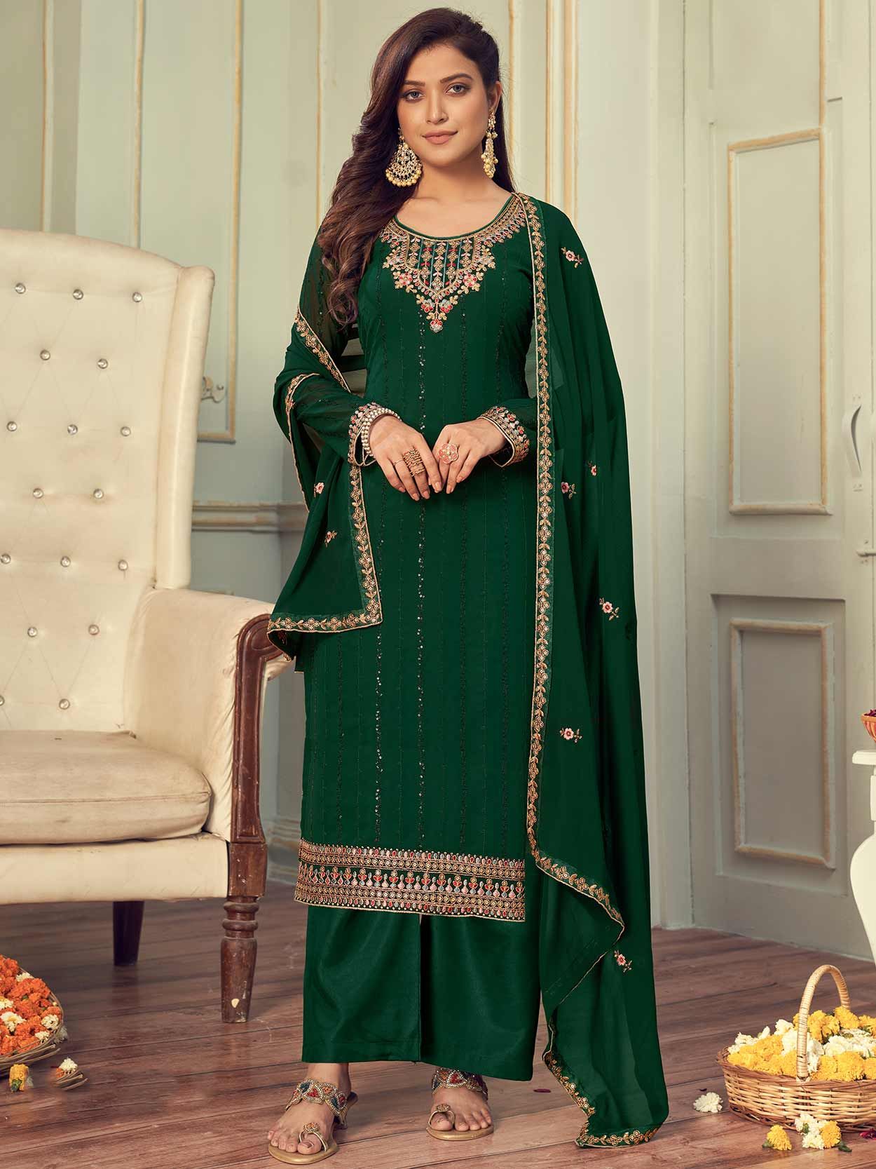 Green Colour Georgette Salwar Suit.