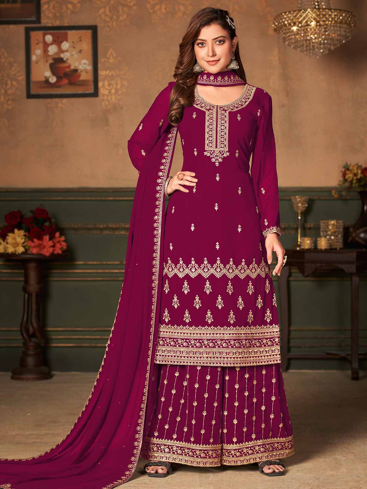 Maroon Colour Georgette Fabric Salwar Suit in Georgette Fabric.