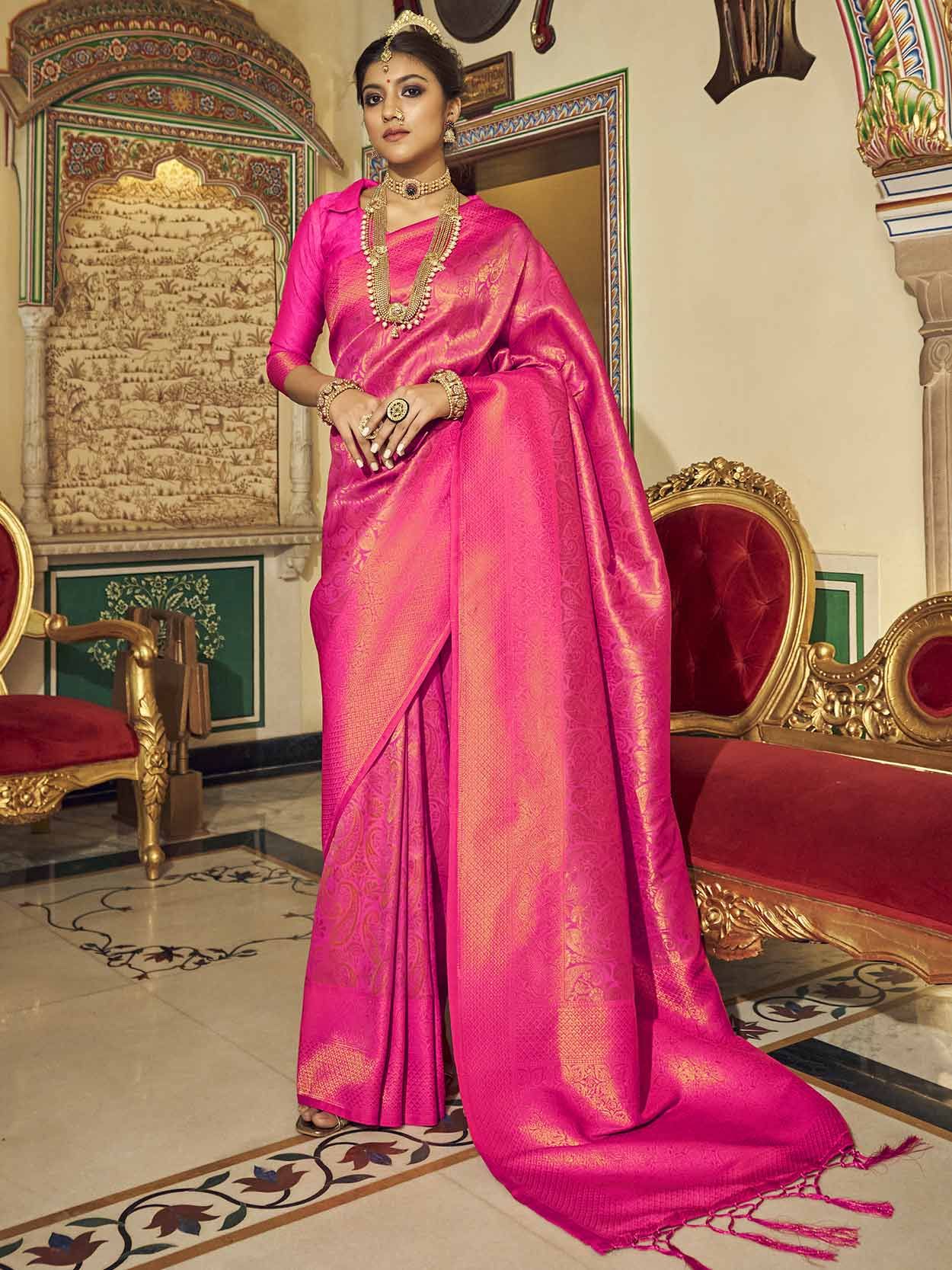 Vichitra Silk Designer Saree In Pink Colour - SR5130115