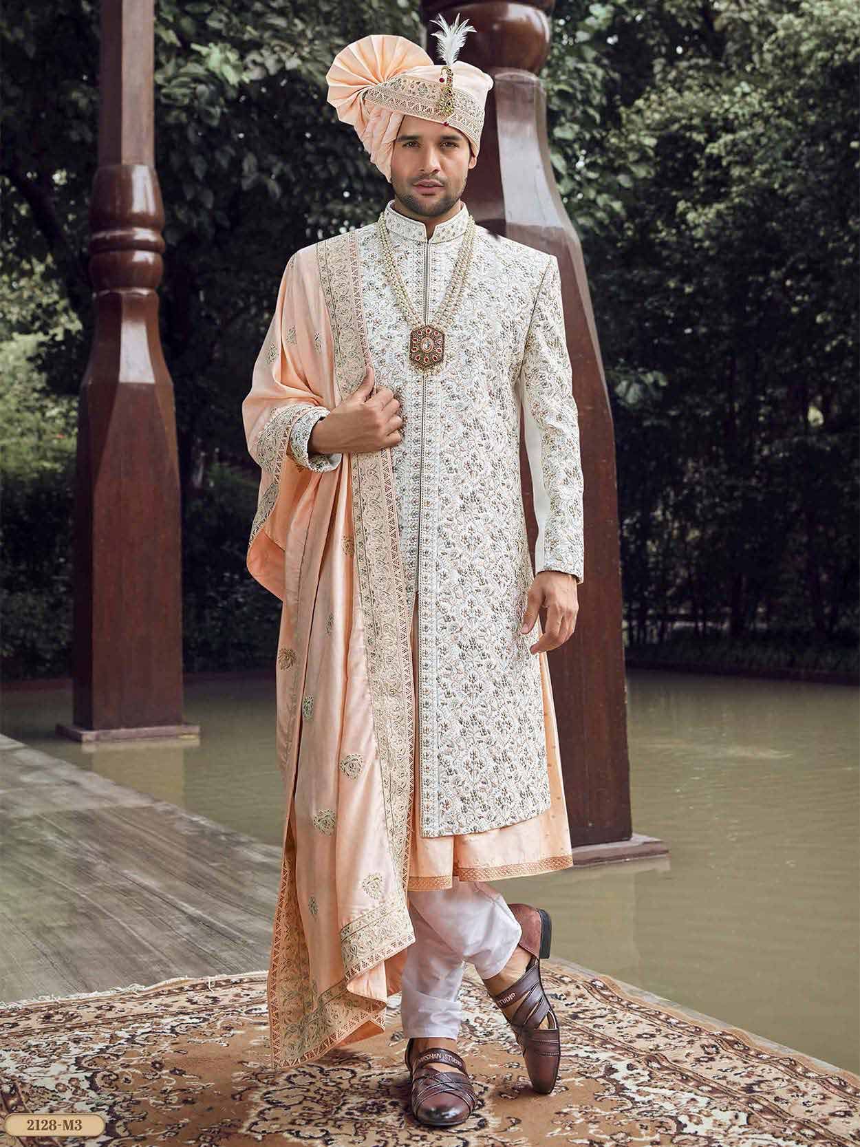 Shop Grey Art Silk Printed Work Indowestern Sherwani Wedding Wear Online at  Best Price | Cbazaar