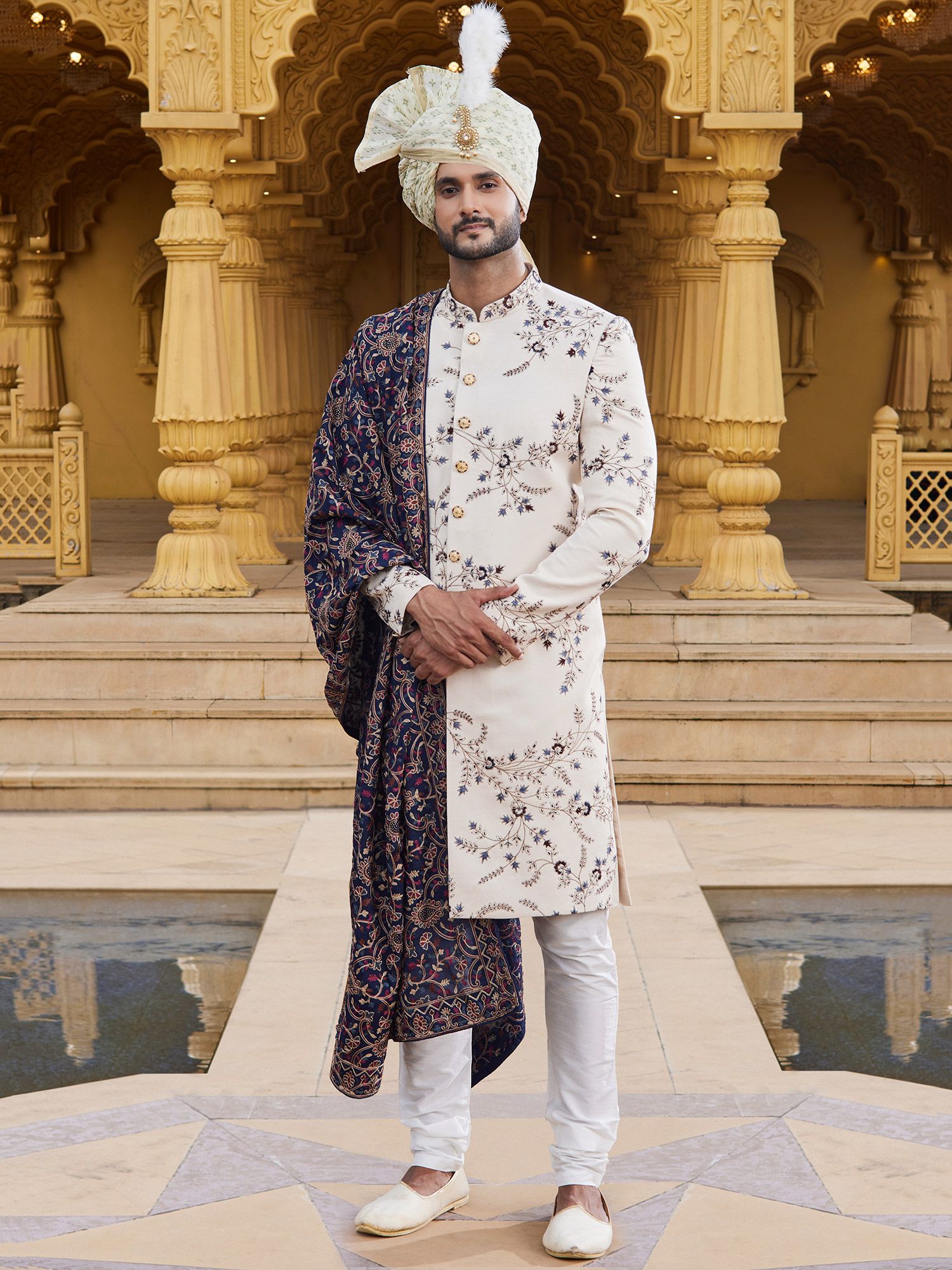 Mens hot sale floral sherwani