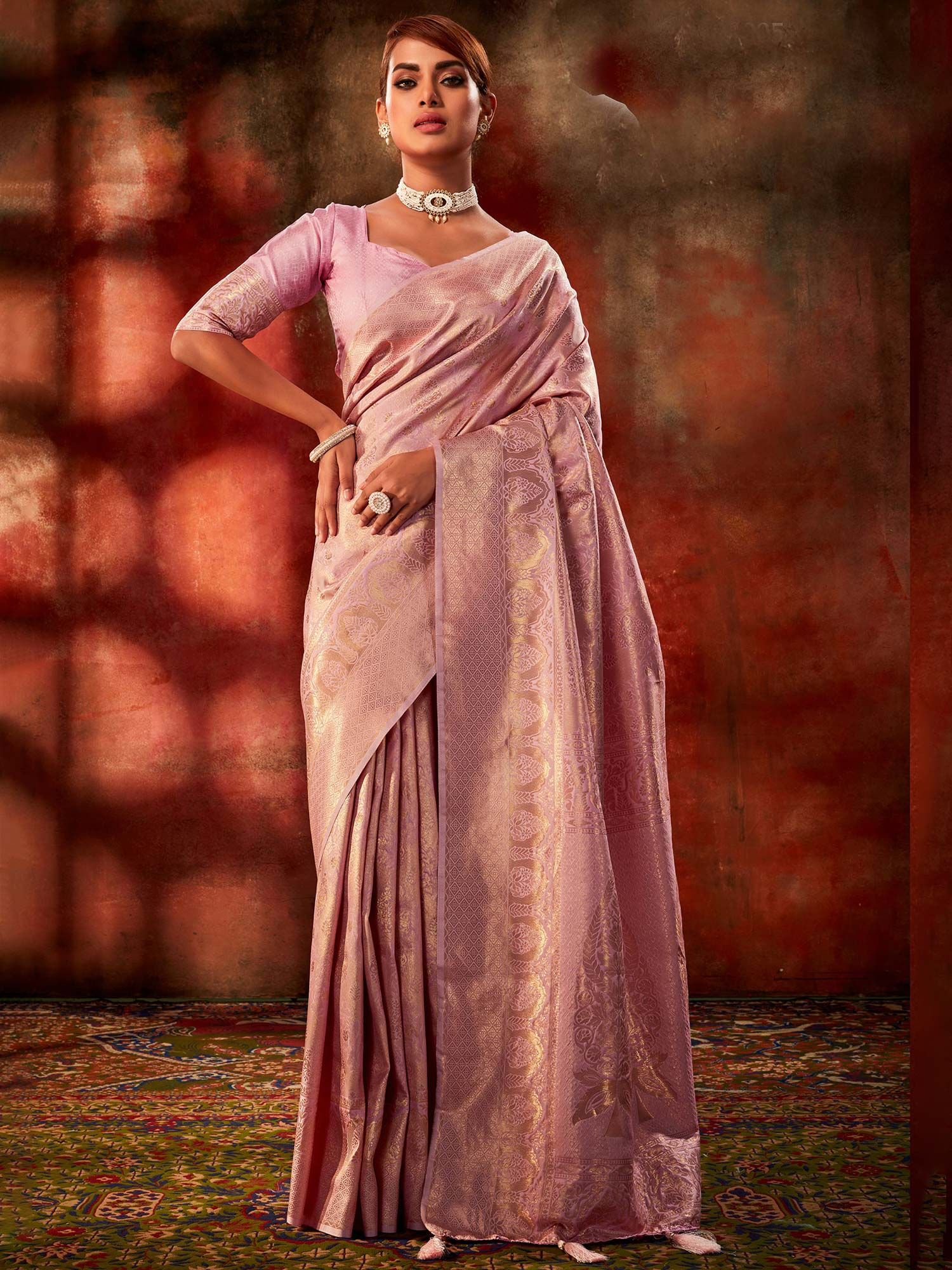 Tvis and Bliss. Onion Pink Ghicha Silk Saree