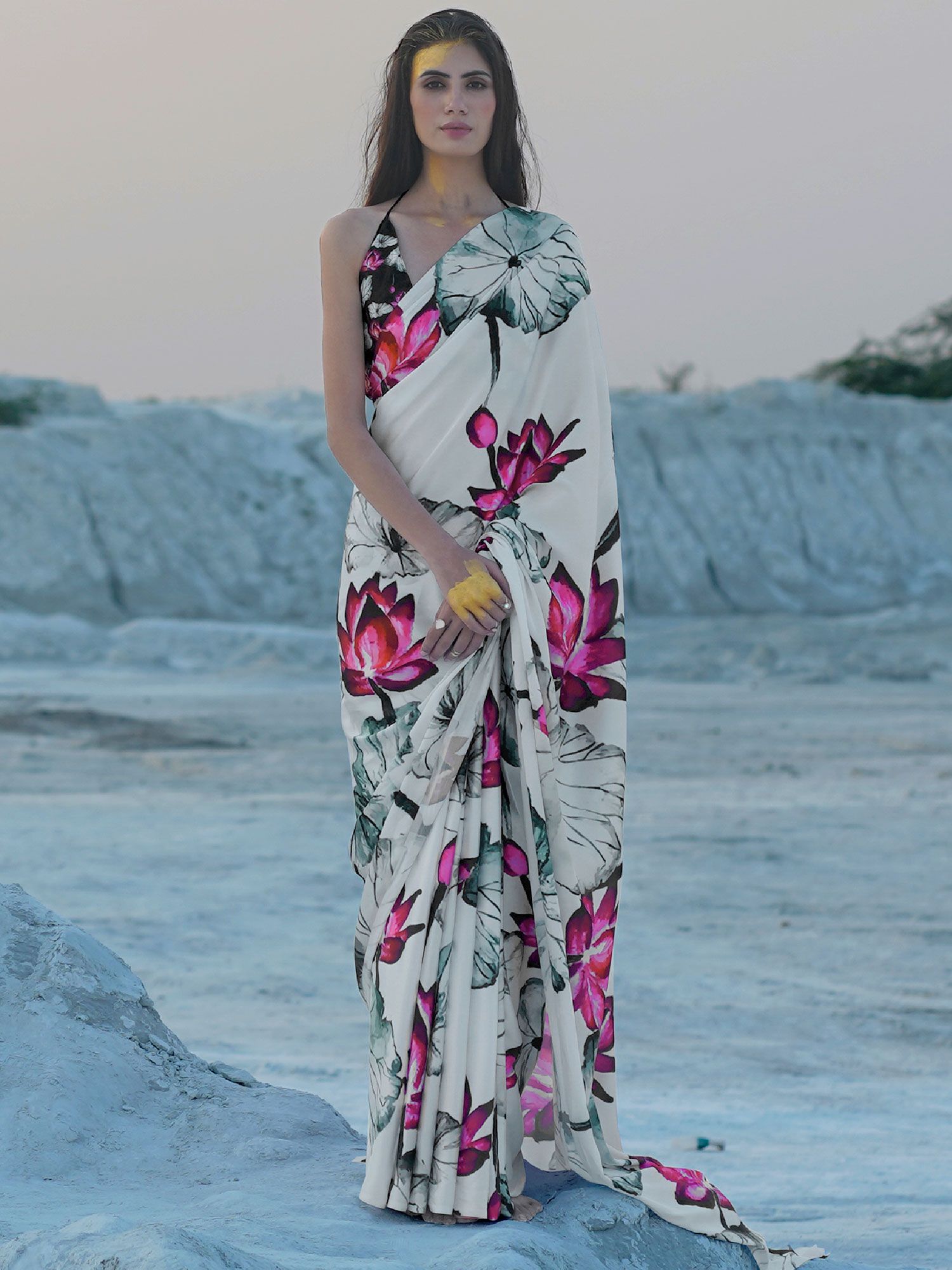 Organza Off White Printed Saree For Women in Nepal - Buy Women's Fashion at  Best Price at Thulo.Com